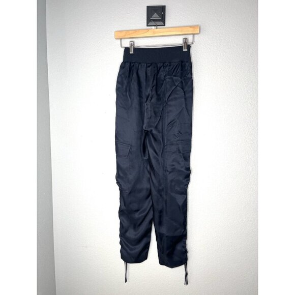 CINQ A SEPT 5a7 Giles Pants Navy Blue Lapis Joggers Cargo Pockets Satin XS - Picture 2 of 2